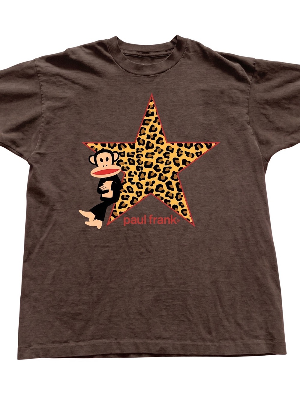 Paul Frank Brown Tee with Leopard Star Graphic - Gift For Her For Him